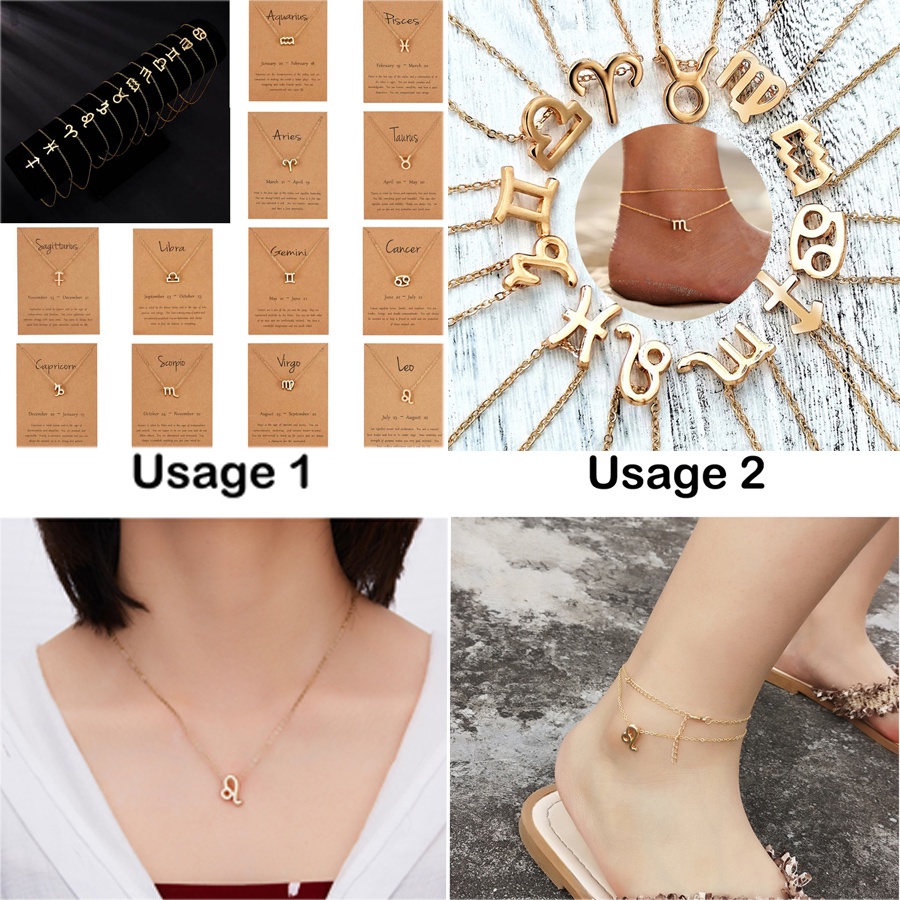 Kalung Choker Dengan Liontin 12 Zodiak Untuk Wanita