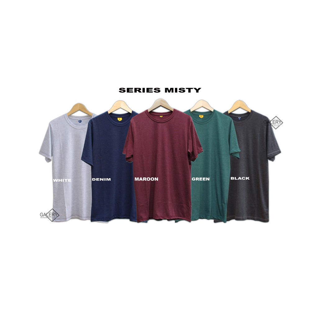 KAOS POLOS PENDEK SERIES MISTY BAHAN COTTON COMBED ADEM UNTUK CEWEK COWOK