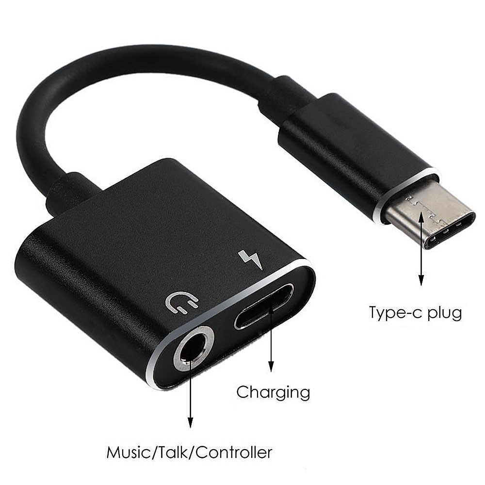 Adaptor Splitter Charger Headphone 2 in 1 Tipe C Dengan Jack Earphone 3.5mm Untuk Xiaomi 8 9 Huawei Samsung