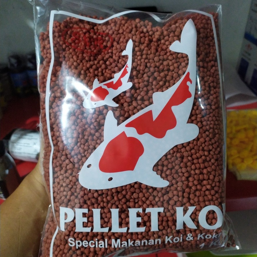 Pelet 1kg butiran sedang (2mm) merah / Makanan ikan KOI / KOKI