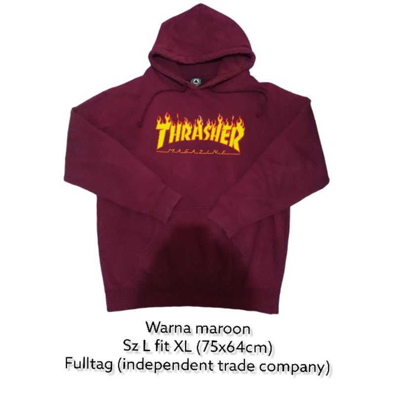 Hoodie thrasher flame maroon