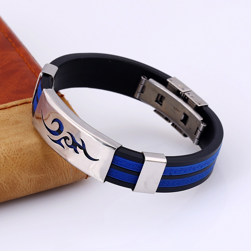 Gelang Bahan Stainless Steel Dan Silikon Motif Naruto Gaya Vintage Untuk Pria