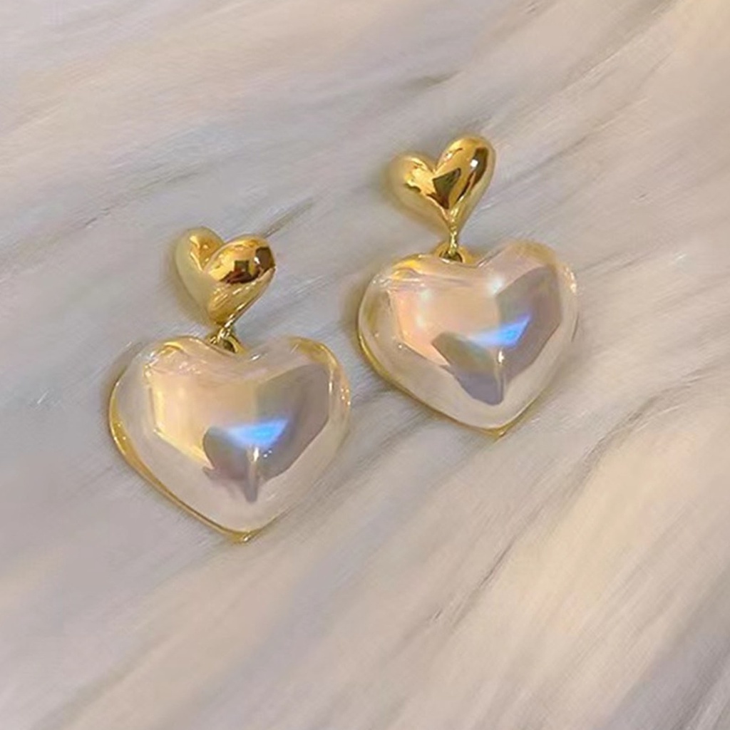 Hu Hu Hu Hu Hu Alat Bantu Pasang Kacamata♡ 1 Pasang Anting Kait Rumbai Panjang Bentuk Hati Aksen Mutiara Imitasi Untuk Pernikahan