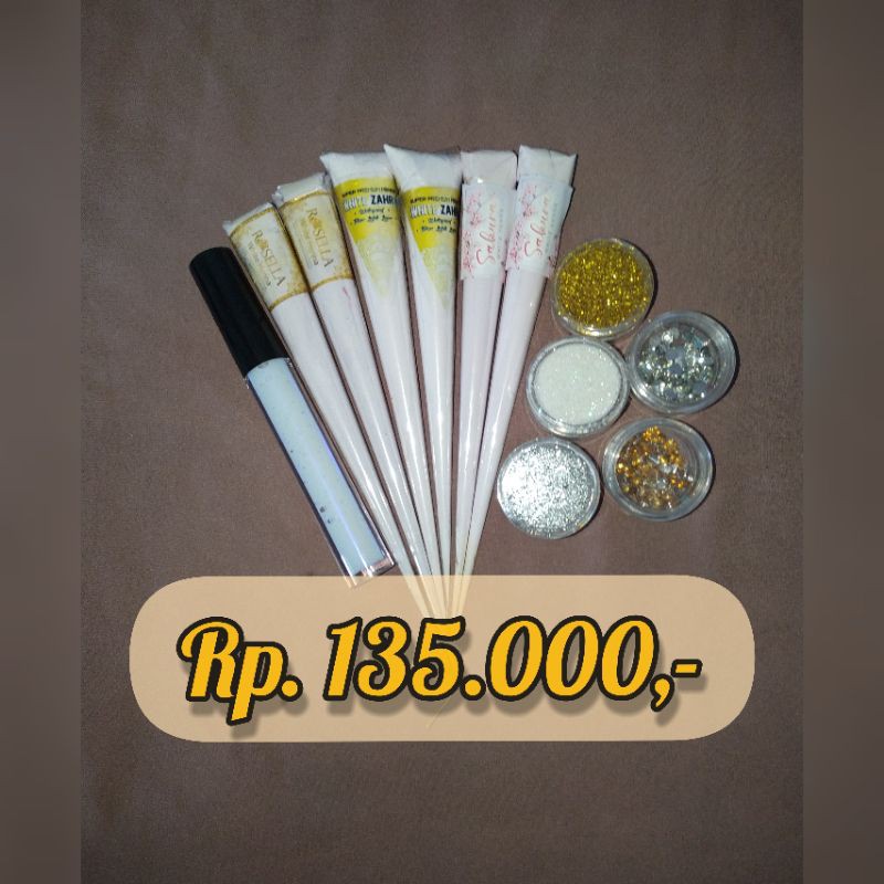 "MEDINA" PAKET SAKURA, ZAHRA DAN ROSELLA / WHITE HENNA / HENNA PUTIH / HENNA WATERPROOF / HENNA PENG