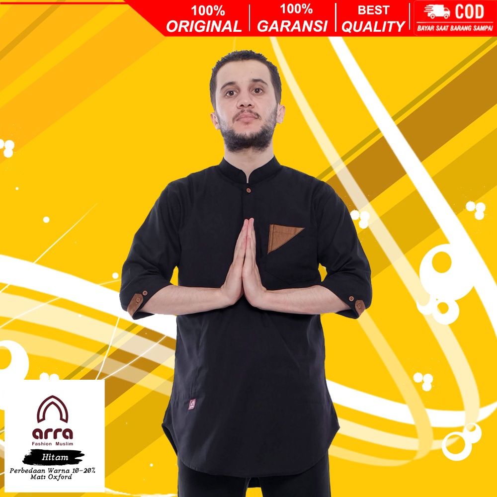 BAJU KOKO PRIA AL FARUQ  BAJU KOKO MUSLIM DEWASA LENGAN 3/4 LEBARAN 2022