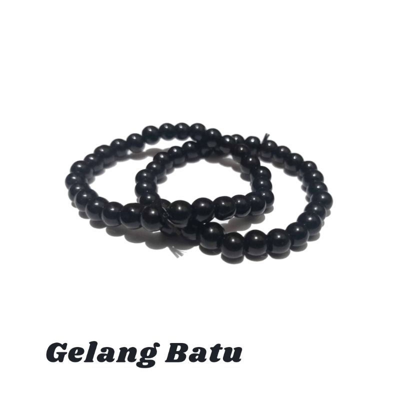 Gelang Batu Hitam Tali Karet Gelang Batu Pria Wanita