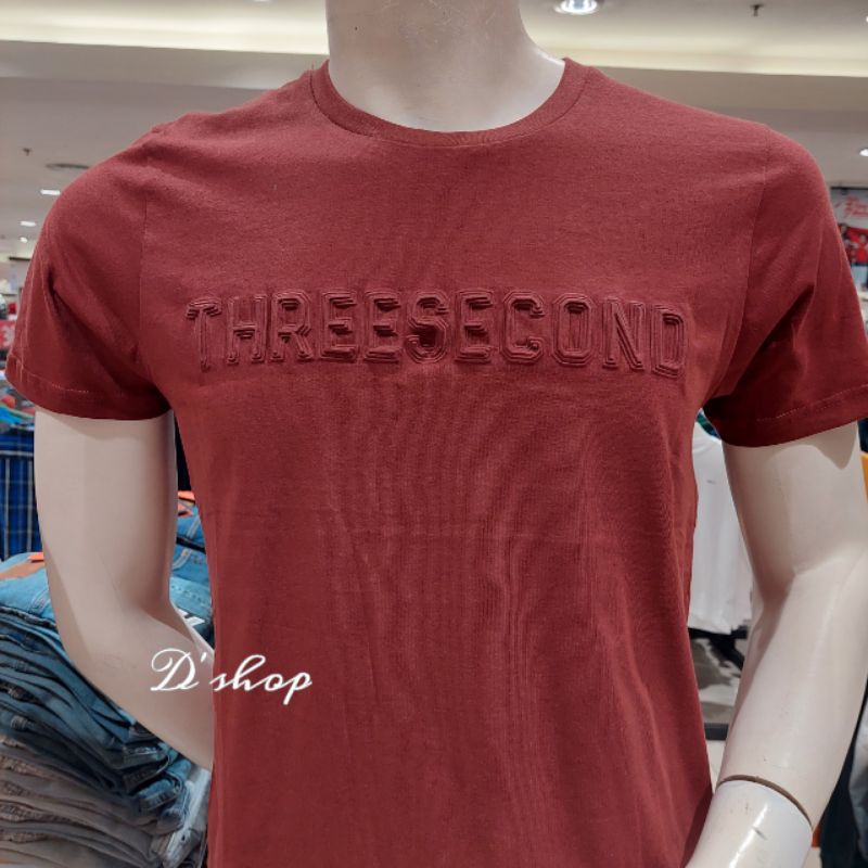 Tshirt Pria 3SECOND Original Tulisan Timbul Threesecond By Dept Store