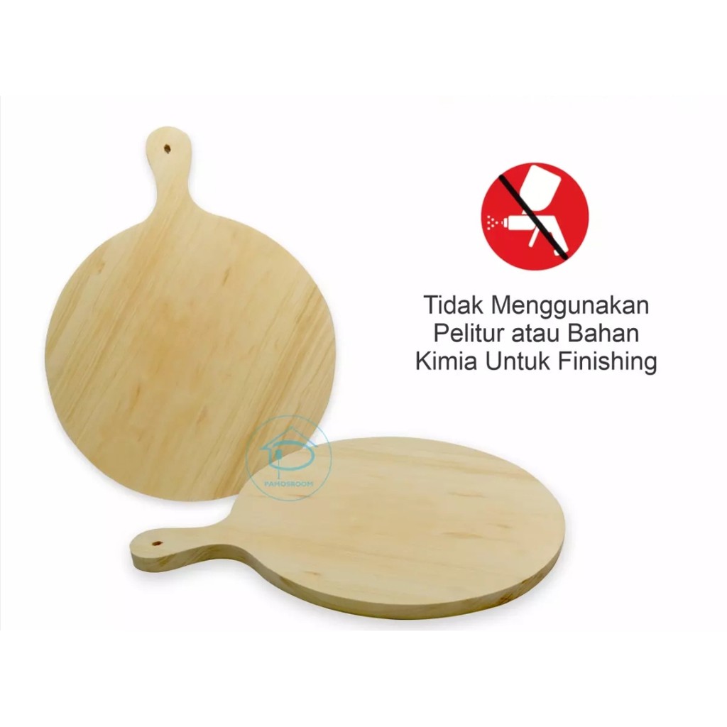 TALENAN KAYU BULAT BESAR Pinus Talenan Pizza Wooden Cutting Board GHM