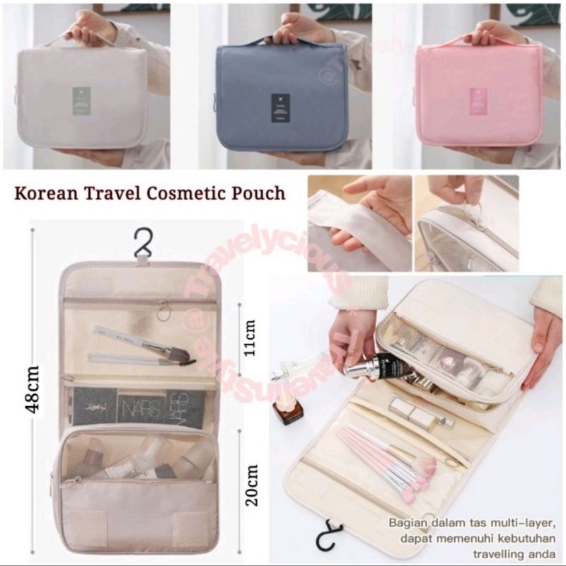 Korean Travelling Cosmetic Pouch /Travel Toiletries Pouch / Travel Bag