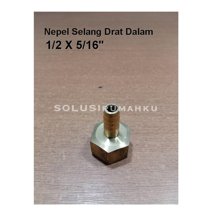 Nepel Drat Dalam Drat 1/2" u/ Selang 5/16" Nepple Nipel Selang Angin