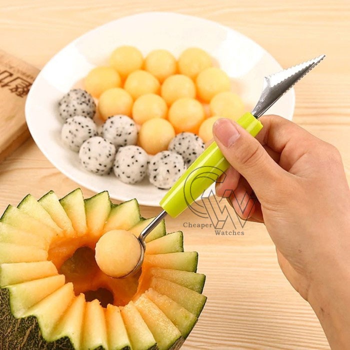 Cheaper-Sendok Scoop Pengukir Buah Semangka Cocktail Es Buah Pencongkel Buah Serbaguna Stainless Steel