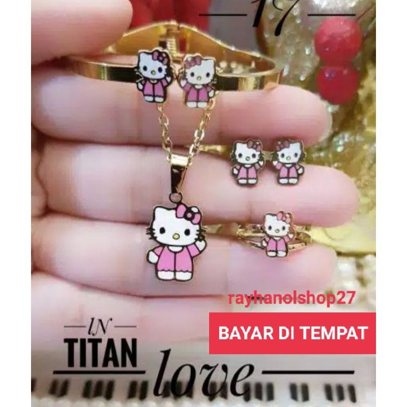 Set perhiasan anak Titanium Anti karat banyak pilihan warna