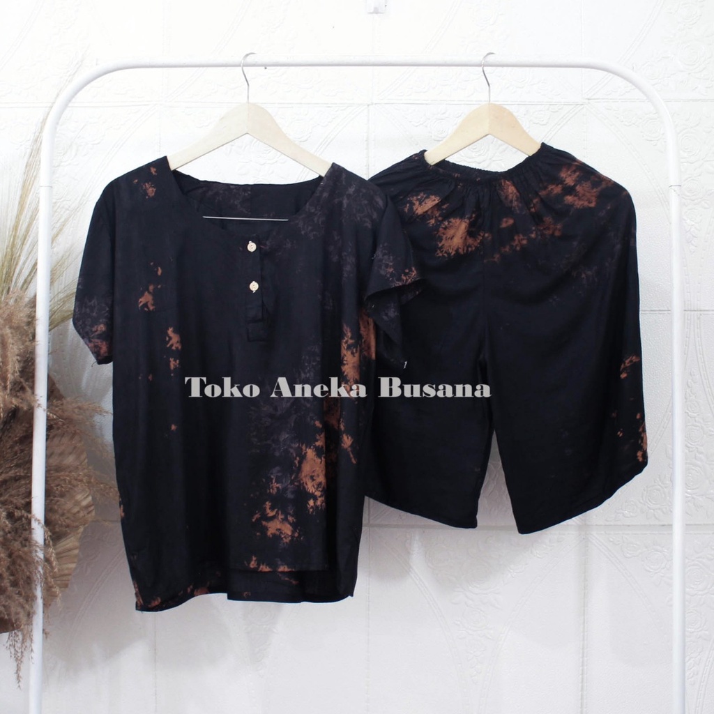 Setelan Baju Tidur Piyama Pendek Motif Daun Warna Bahan Rayon-Motif 021