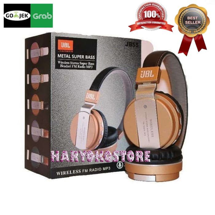 Headset Bluetooth Stereo JBL JB55 Metal Super Bass With Fm Radio