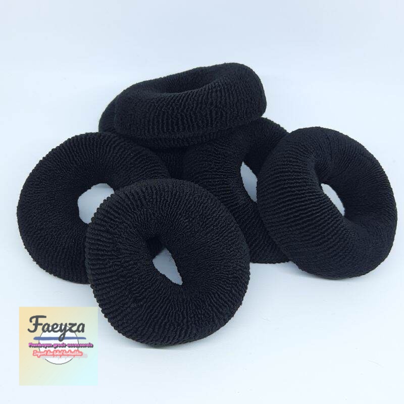 grosir 6 pcs ikat rambut dounut besar jumbo hitam 7cm