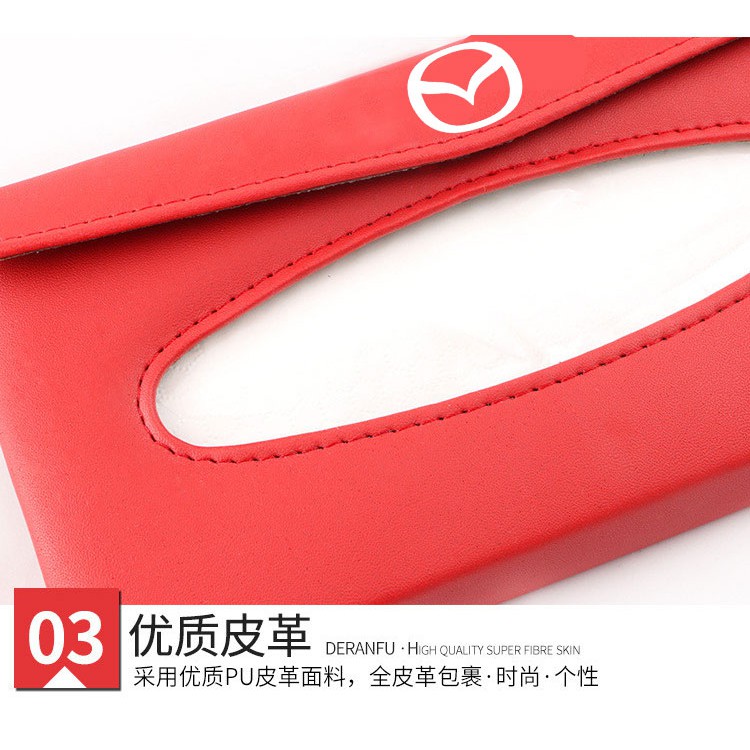 Kualitas tinggi Universal Car Sun Visor Tissue Box Holder PU Kulit Kotak Tisu Cover Case Aksesoris Untuk Mazda speed CX-30 CX-8 Mazda3 CX-3 CX-9 Mazda6 CX-5 Mazda2