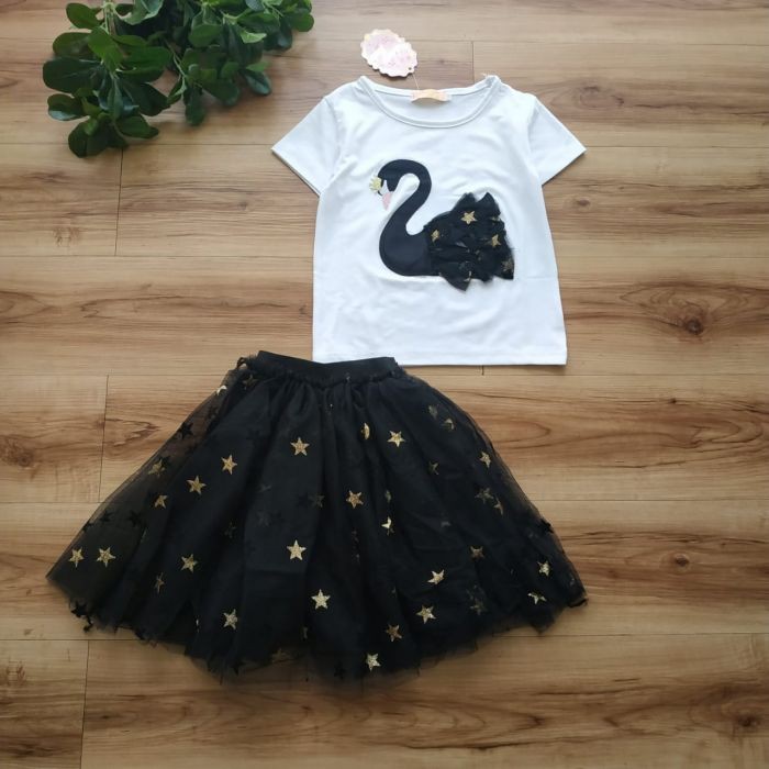 [Brandedbaby] SETELAN ANAK PEREMPUAN IMPORT/ CASUAL SET ANAK PEREMPUAN SWAN/ ROK TUTU ANAK PEREMPUAN