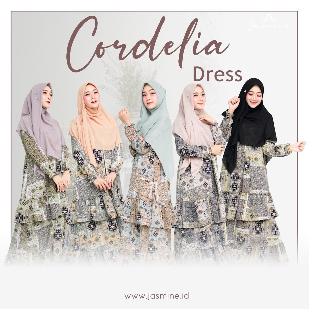 READY CORDELIA DRESS BY JASMINE GAMIS FASHION BUSANA SYARI BUSUI MUSLIM BAHAN CIARA CREPE