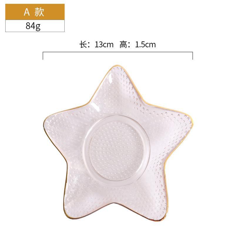 1pc Piring Dessert Motif Kerang - Kaca dengan Gold Line (Khusus Motif A-D).