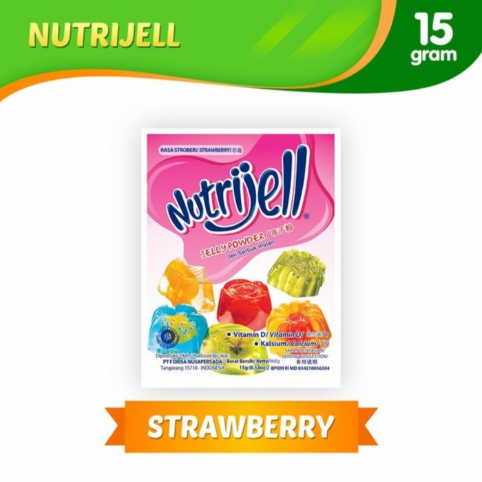 Nutrijell Agar&quot; Jelly Powder Nutrijel Ekonomis Rasa Stroberi S 15 Gram