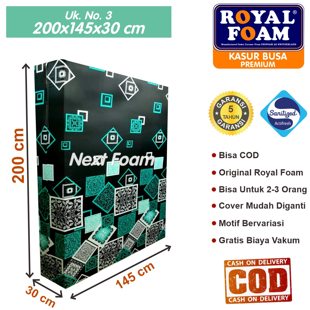 Kasur Busa Royal Foam Ukuran No 3 200x145x30 cm Tebal 30 cm D16 ORIGINAL Garansi 10 Tahun