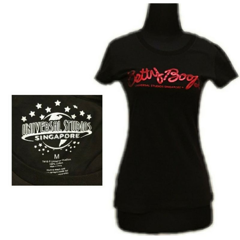 UNIVERSAL STUDIO BETTY BOOP KAOS HITAM SINGAPORE SIZE M