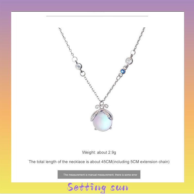 Moonstone Firefly Kalung Wanita Senior Rantai Klavikula Siswa Hadiah Ulang Tahun Desain Niche TN