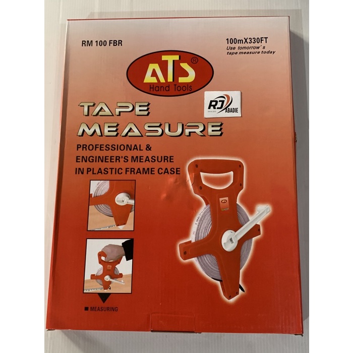 Measuring Tape / Meteran Terbuka Roll Tancap Fiber PVC Karet ATS 100 M