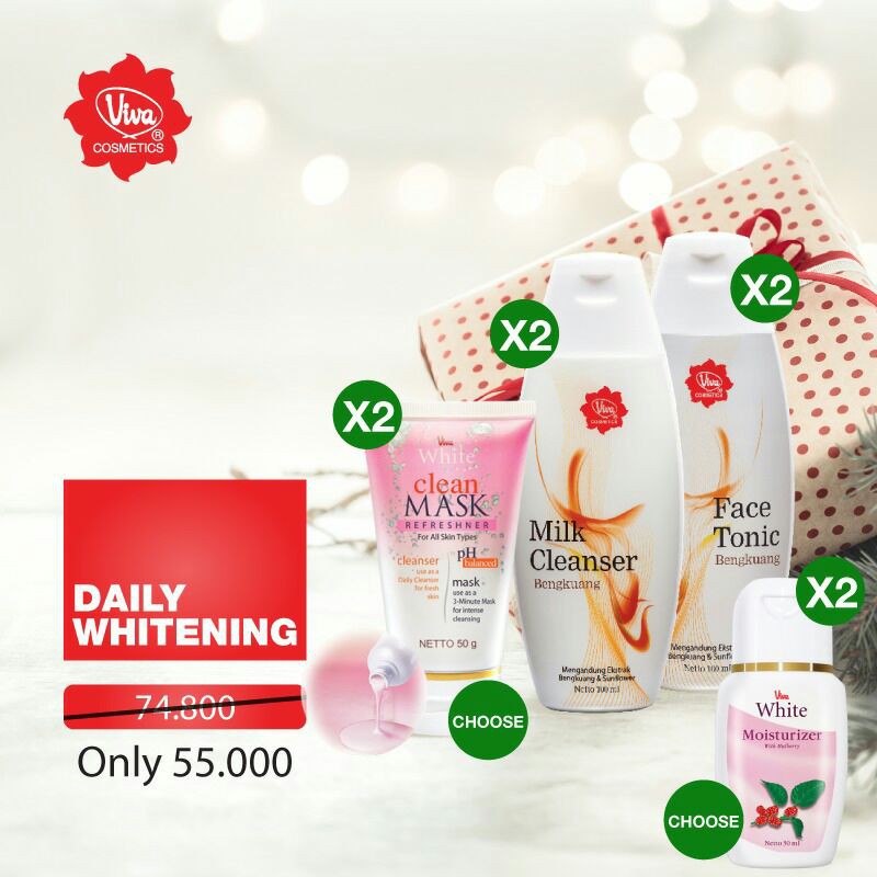 Paket Wajah Cerah Mencerahkan Bengkuang Facial Wash Pelembab Viva