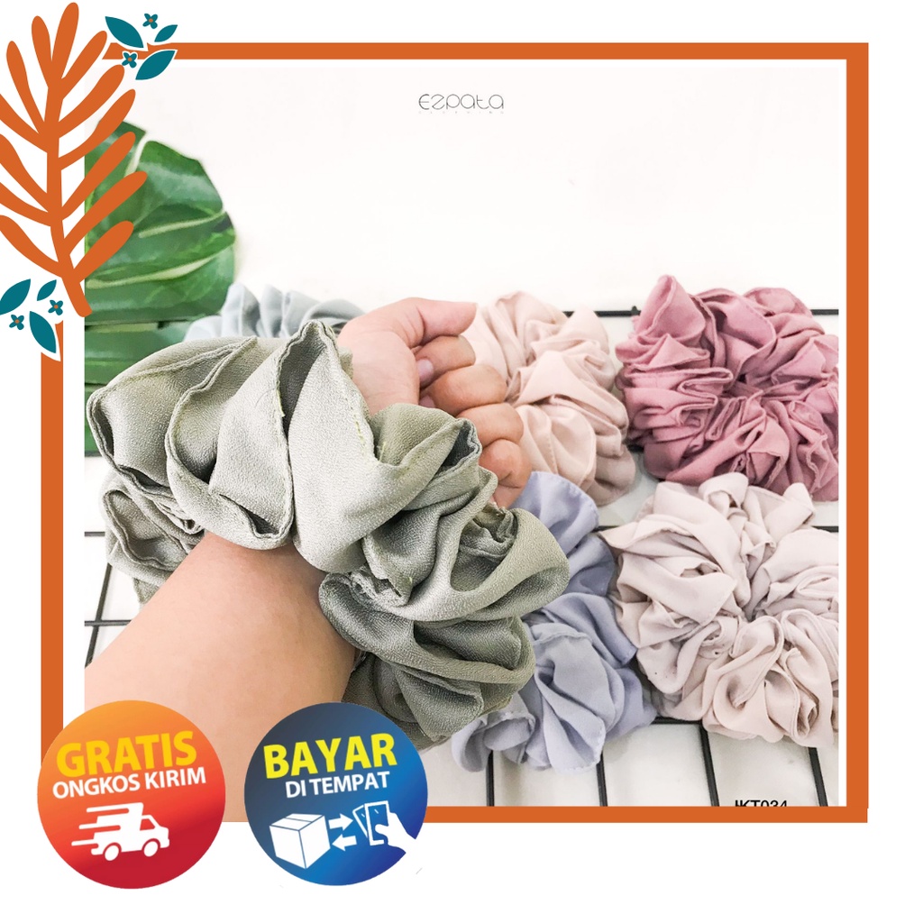 Ezpata Scrunchie Tebal Premium Hijab Ikat Rambut Warna Soft Random Termurah Berkualitas