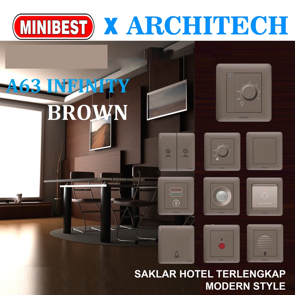 ARCHITECH STOP KONTAK SAKLAR INFINITY BROWN A63 ARCHITECH / SAKLAR RUMAH/ SAKLAR HOTEL