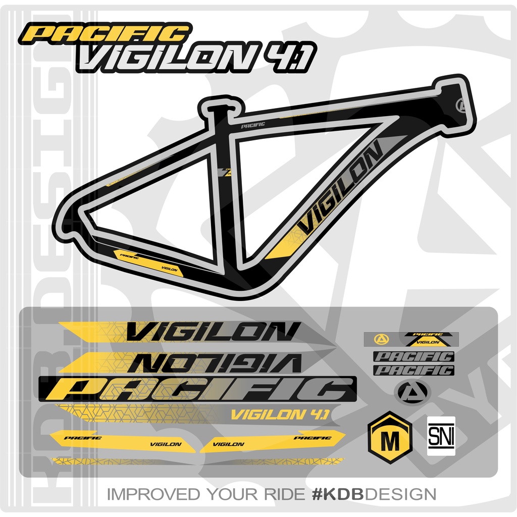 Decal Frame PACIFIC VIGILON 4.1 KLATEN DECAL BIKE Stiker sepeda