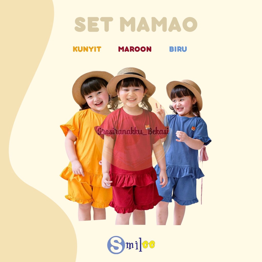 Setelan Anak Kaos Smilee Mamao Mixx Warna Size 1-5