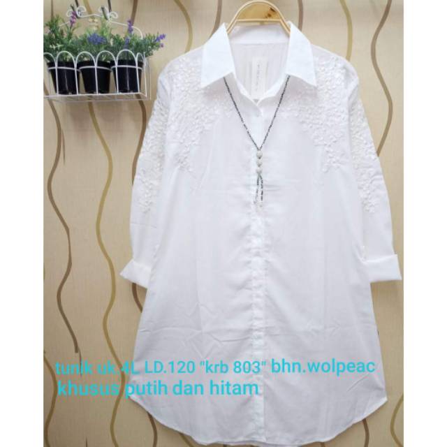2ukuran Tunik Putih Bordir Import Free Tali Pinggang Bisa Dilepas