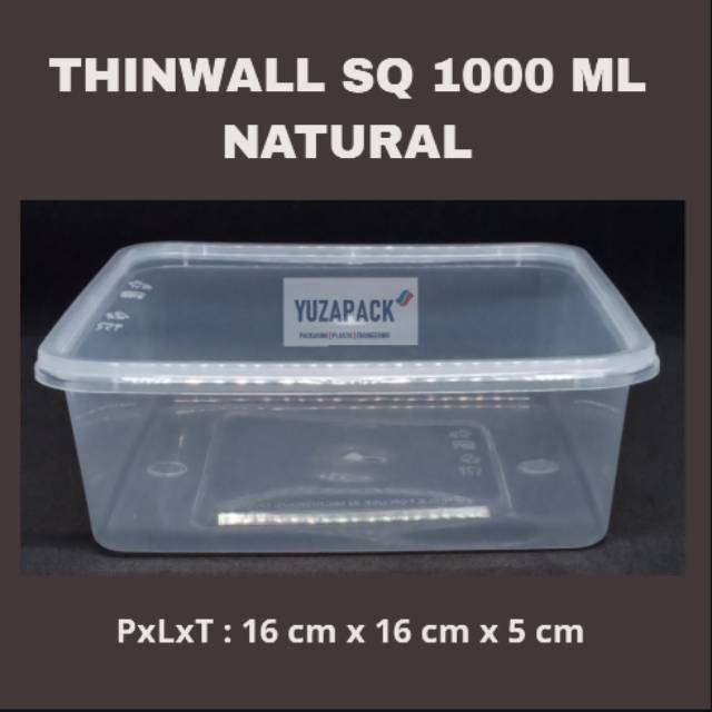 Jual Thinwall Square 1000 Ml Natural Food Container Take Away Plastics