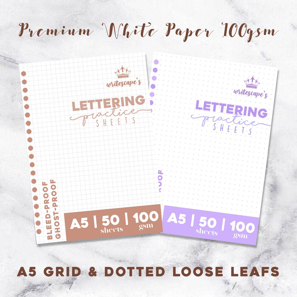 

Premium Loose Leaf A5 Grid/Dotted White 100gsm untuk Brushpen Lettering dan Calligraphy Bujo Journal