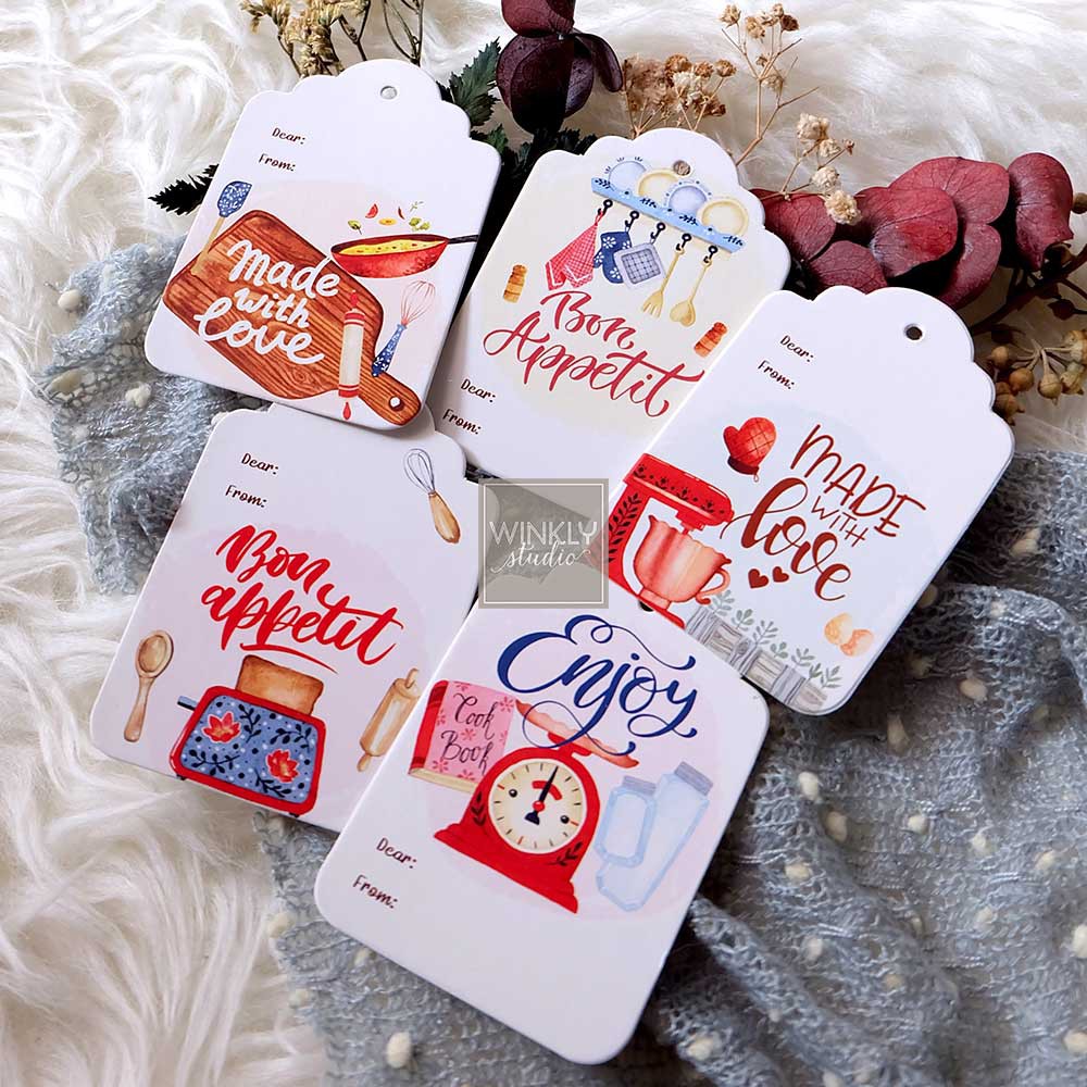 25pcs Hang Tag BON Appetit Hangtag Olshop Card Mini Kue Jajan Makanan BON APPETIT