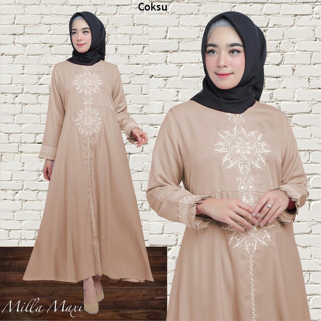 HOPYLOVY - Gamis Wanita Milla Maxi Bordir