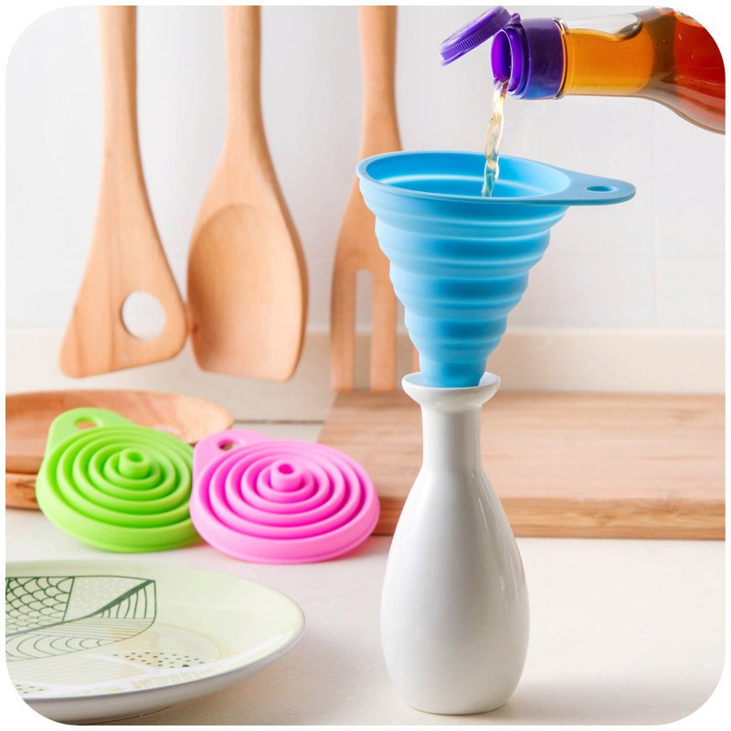 Corong Air Minyak Silikon Lipat Anti Tumpah Corong Mini Portable