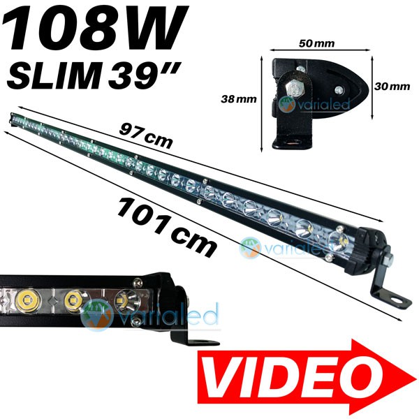 LED BAR 108W PUTIH 39 Inch 100 cm Single Row Fokus Lampu Sorot Spotlight Offroad Worklight Jeep