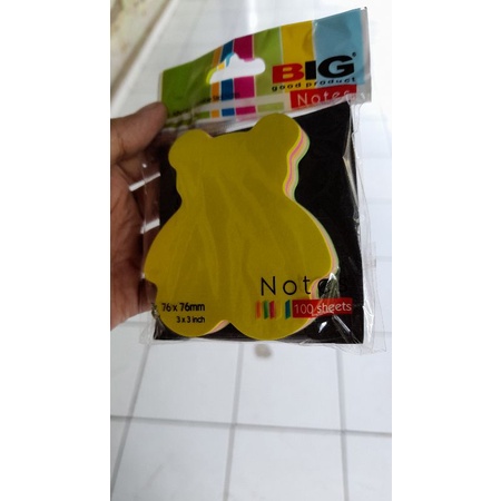 

BIG Notes Post It Beruang 100lmbr 76x76mm Sticky Note Karakter Warna-Warni