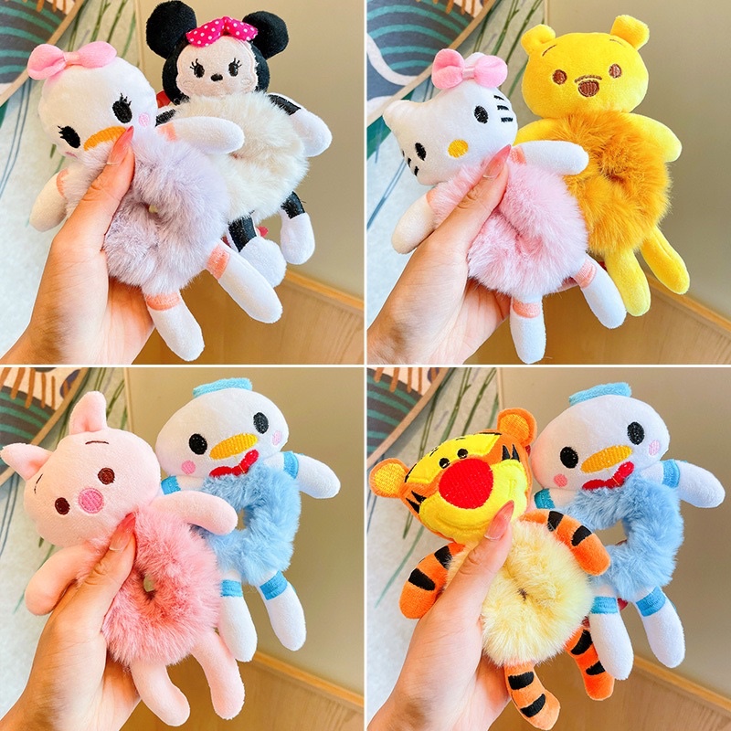 IKAT RAMBUT BEAR RABBIT SCRUNCHY / IKAT RAMBUT KOREA ANAK KECIL BONEKA BERUANG KELINCI / SCRUNCHIEKARET RAMBUT/KUNCIR BULU BONEKA HELLO KITTY KAKI TANGAN IKAT RAMBUT DONAT