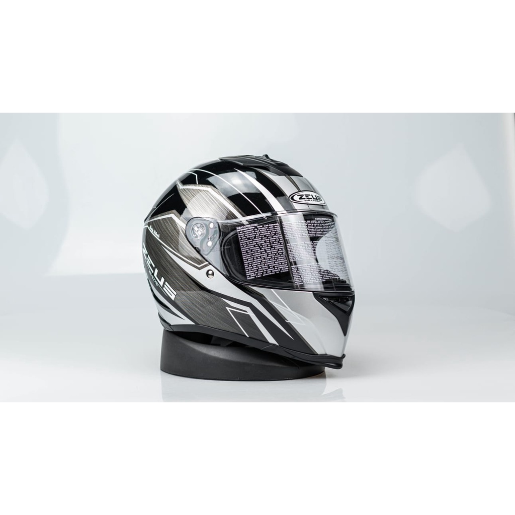 HELM MOTOR ZEUS 822 ZS822B ZS822 822B BLACK/ AO21 AO 21 SILVER FULLFACE HELM IMPORT ORI SNI