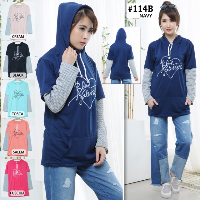 Hoodie Sweater Kombinasi be valentine Fit to XXL
