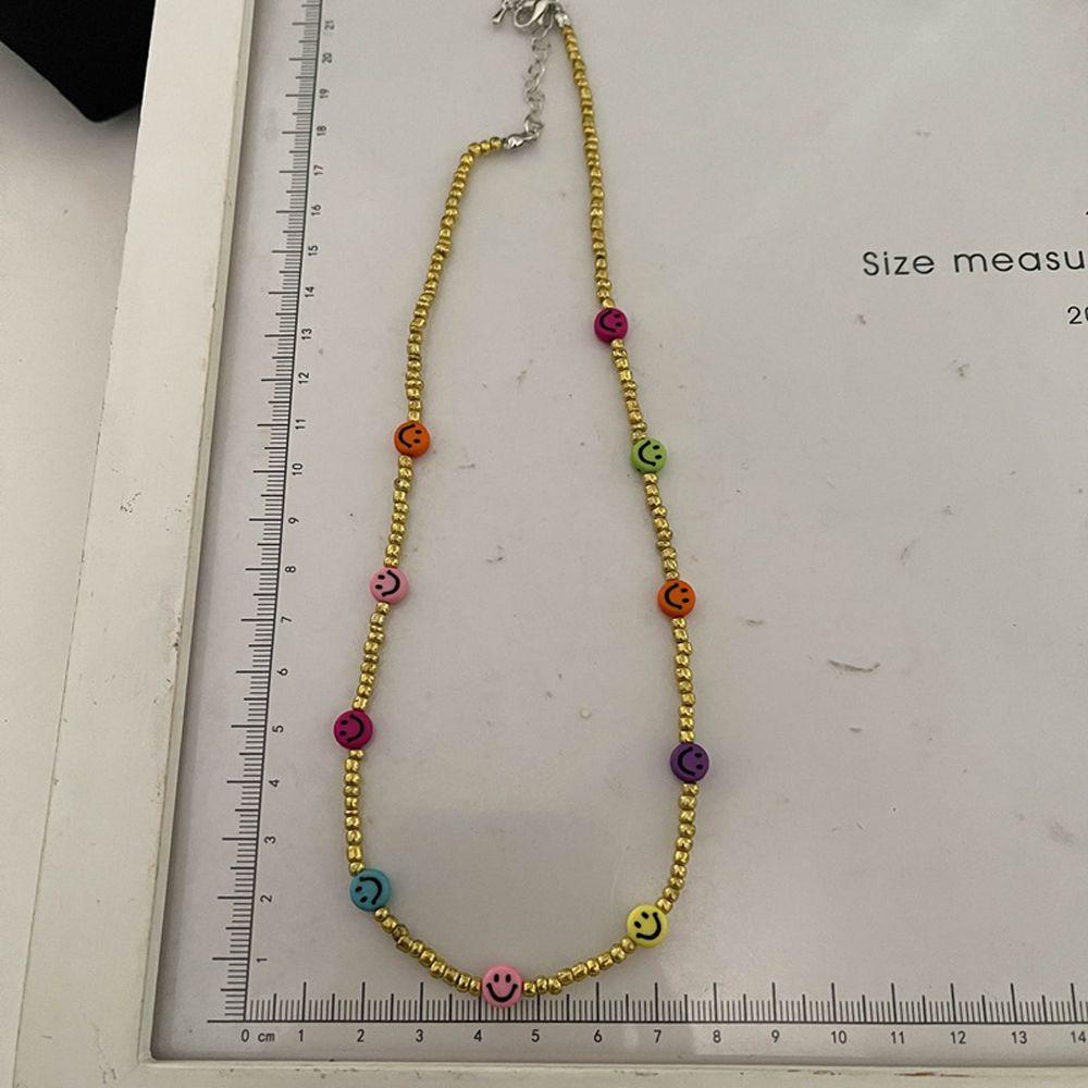 [Elegan] Smiley Face Kalung Kreatif Minoritas Gadis Hadiah Y2K Resin Sederhana Gaya Korea Kalung