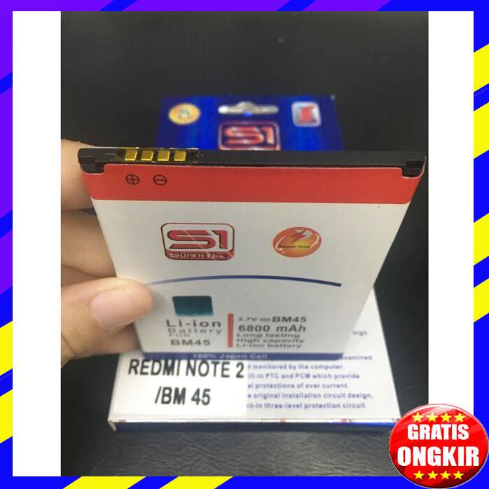 ACC HP BATERAI XIAOMI REDMI NOTE 2 BM45 6800MAH DOUBLE POWER SUPER ONE S1