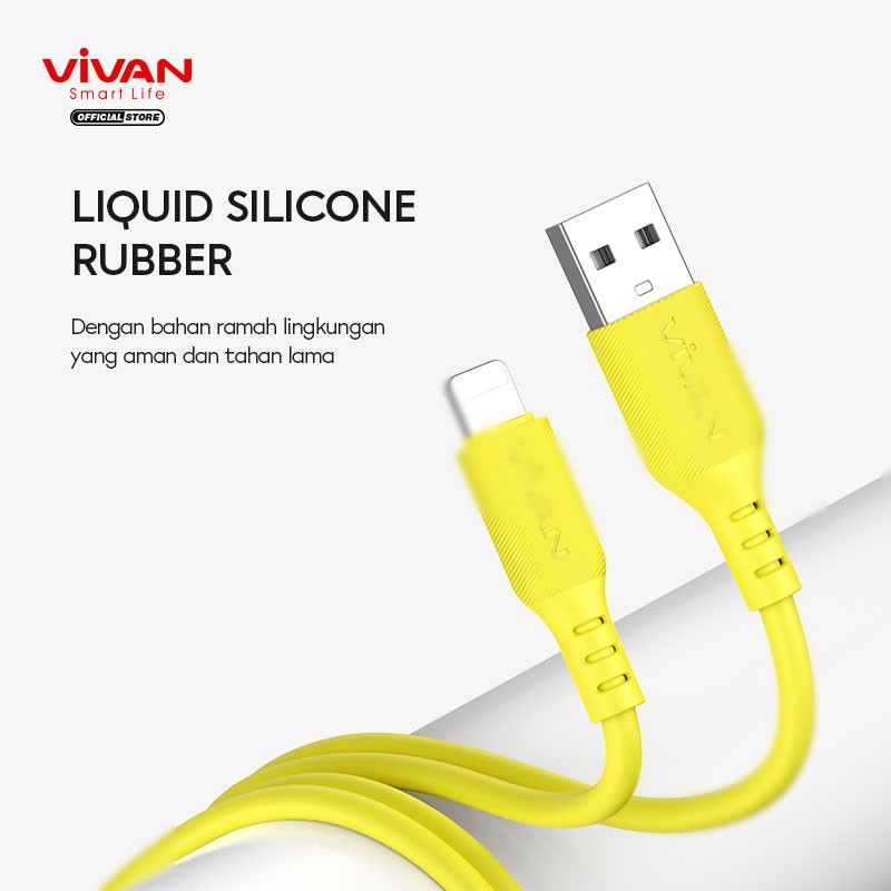 VIVAN Kabel Data iPhone 2.4A Silicone Full SR Coverage Quick Charge Garansi 1 Tahun VSL100