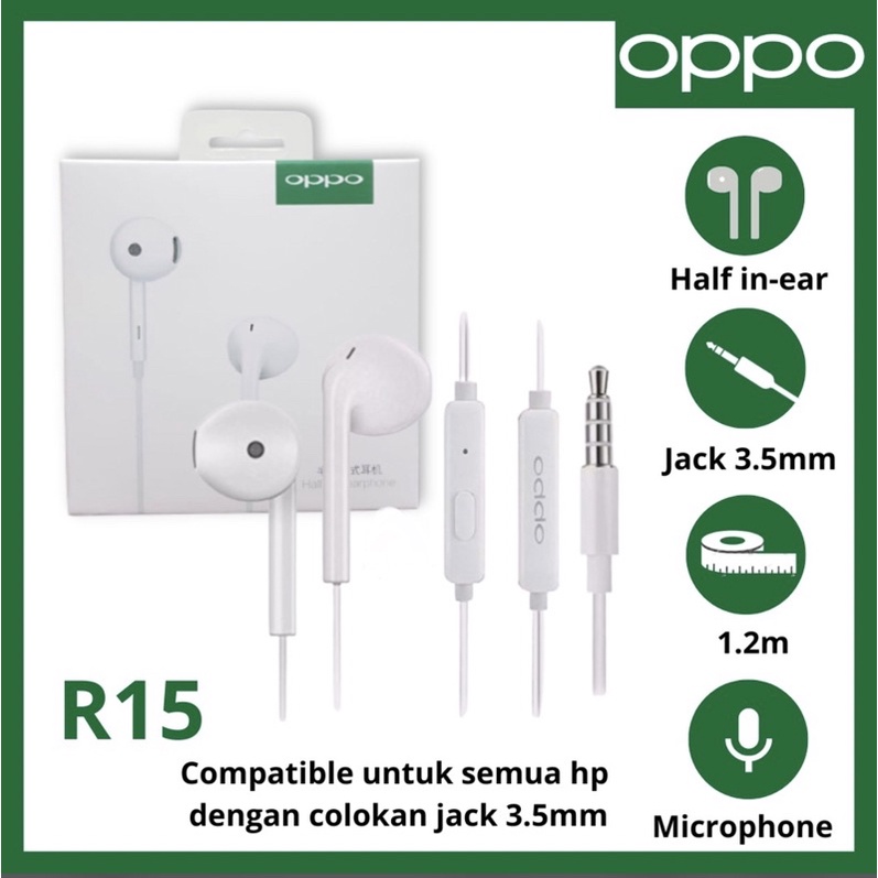 Headset Oppo MH150 3.5MM Original 100% Earphone Stereo Bass