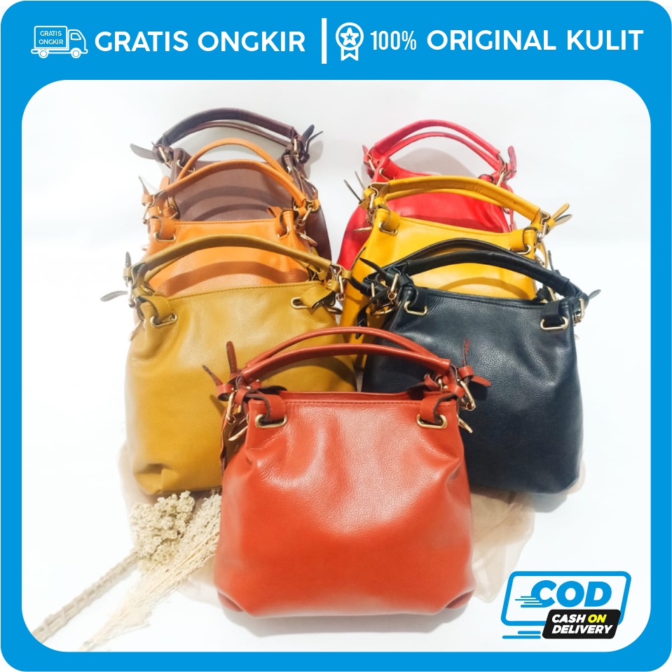 Tas Wanita kulit asli model tote bag 2 in 1 selempang dan jinjing Tas slempang wanita kulit asli tas