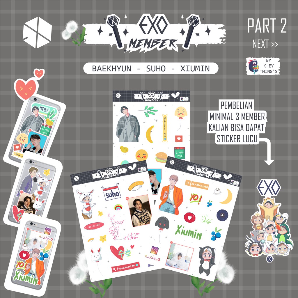 Sticker EXO Suho Bonus Sticker Lucu Animal Figure Member EXO